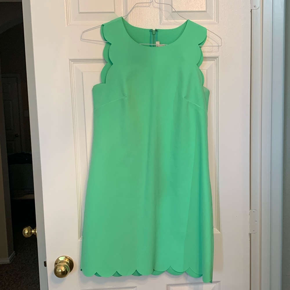 JCrew lime green scallop dress